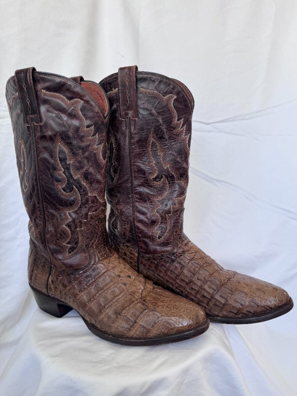 Dan Post Birmingham Caiman Flank Brown Cowboy Boots Size US 9.5 D